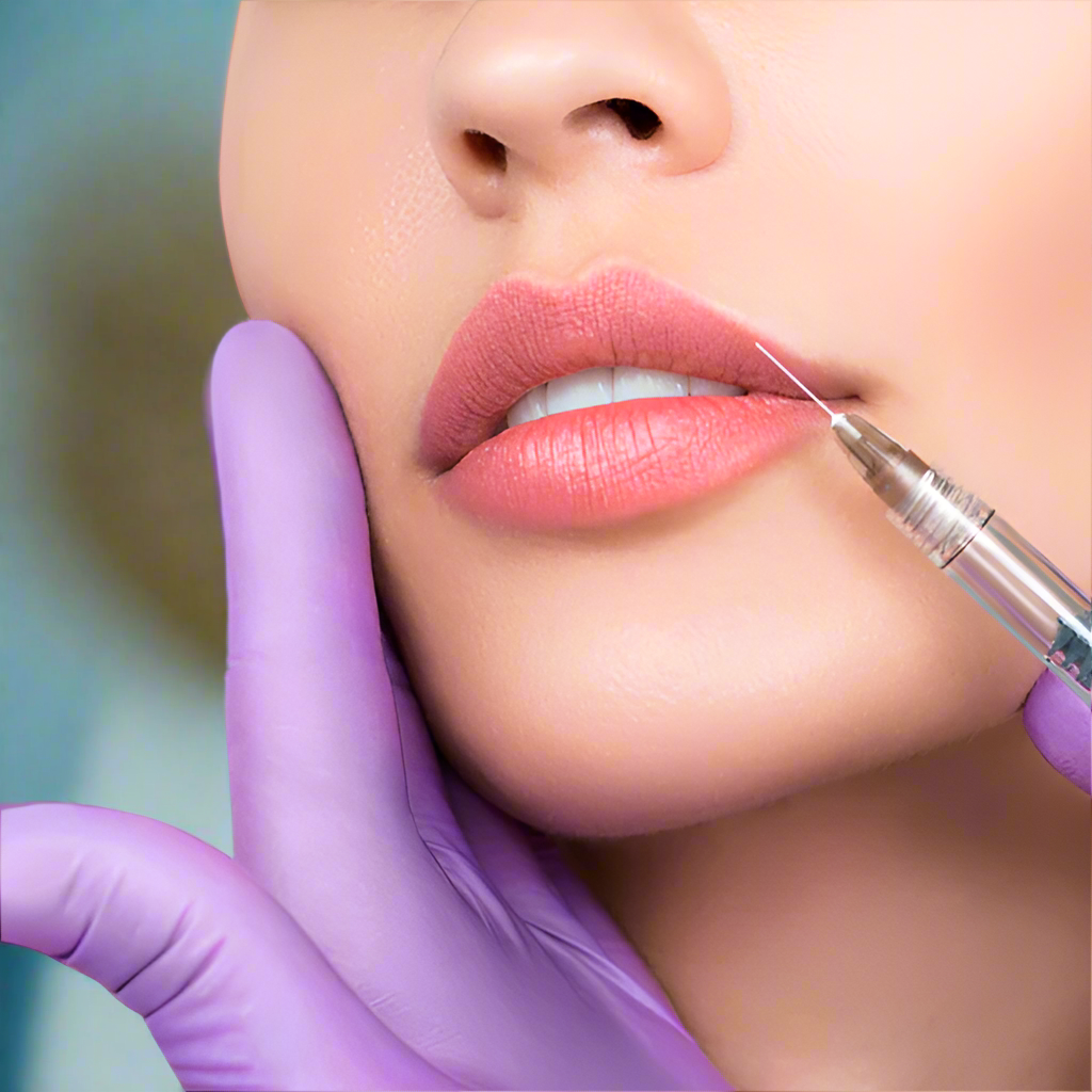 Fillers enhancing lips and cheeks at Transformation Medispa in Houston.